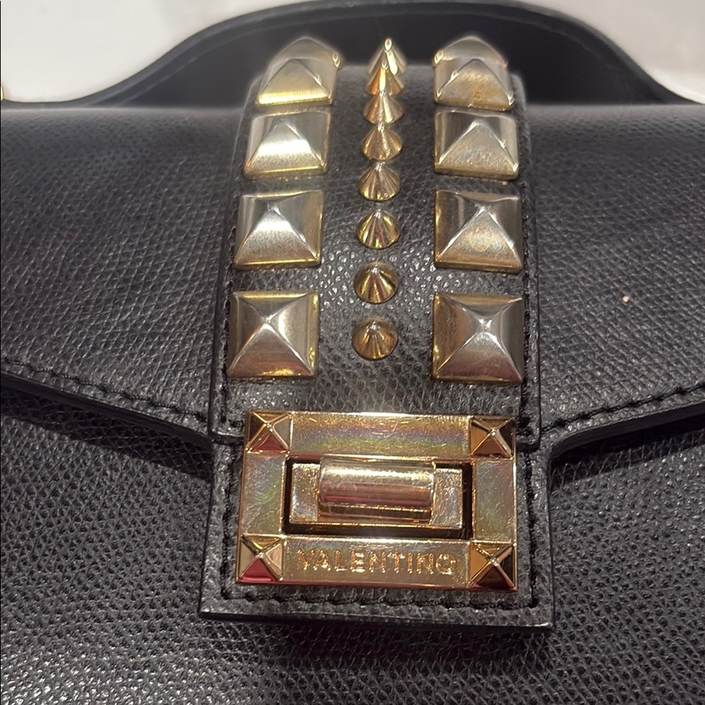 Black Studded Leather Shoulder Bag - Picture 2 of 5